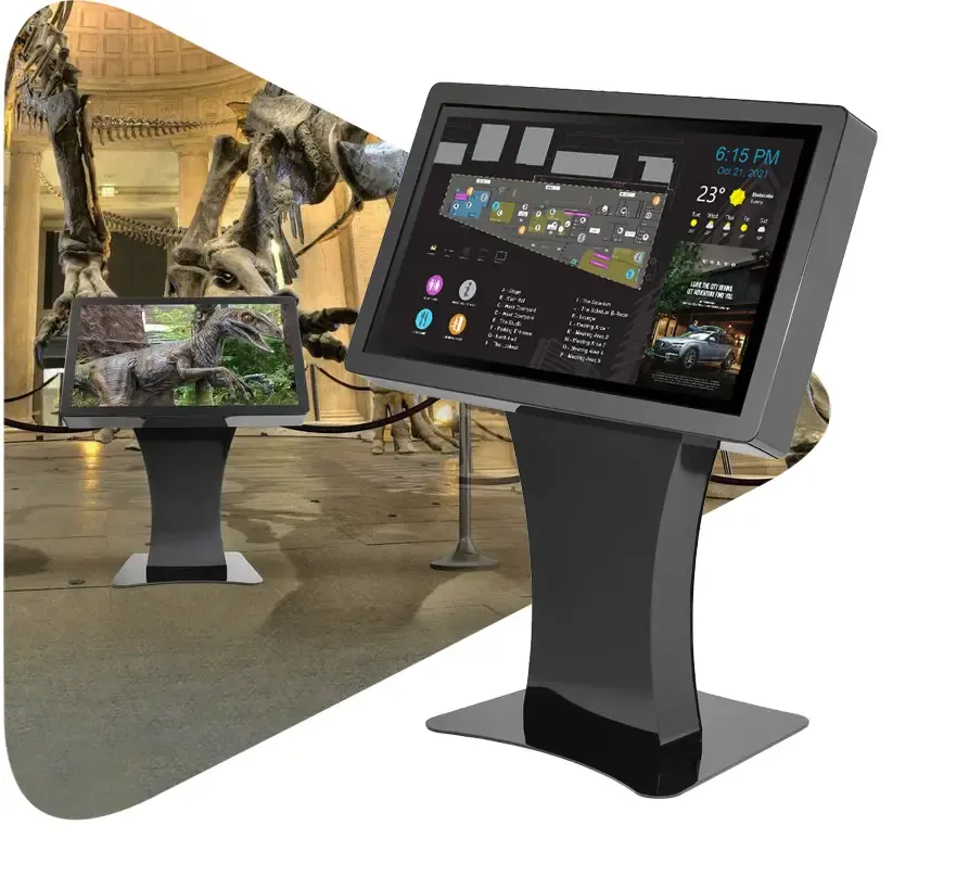 Duraline Angled Kiosk en negro, con un mapa de orientación