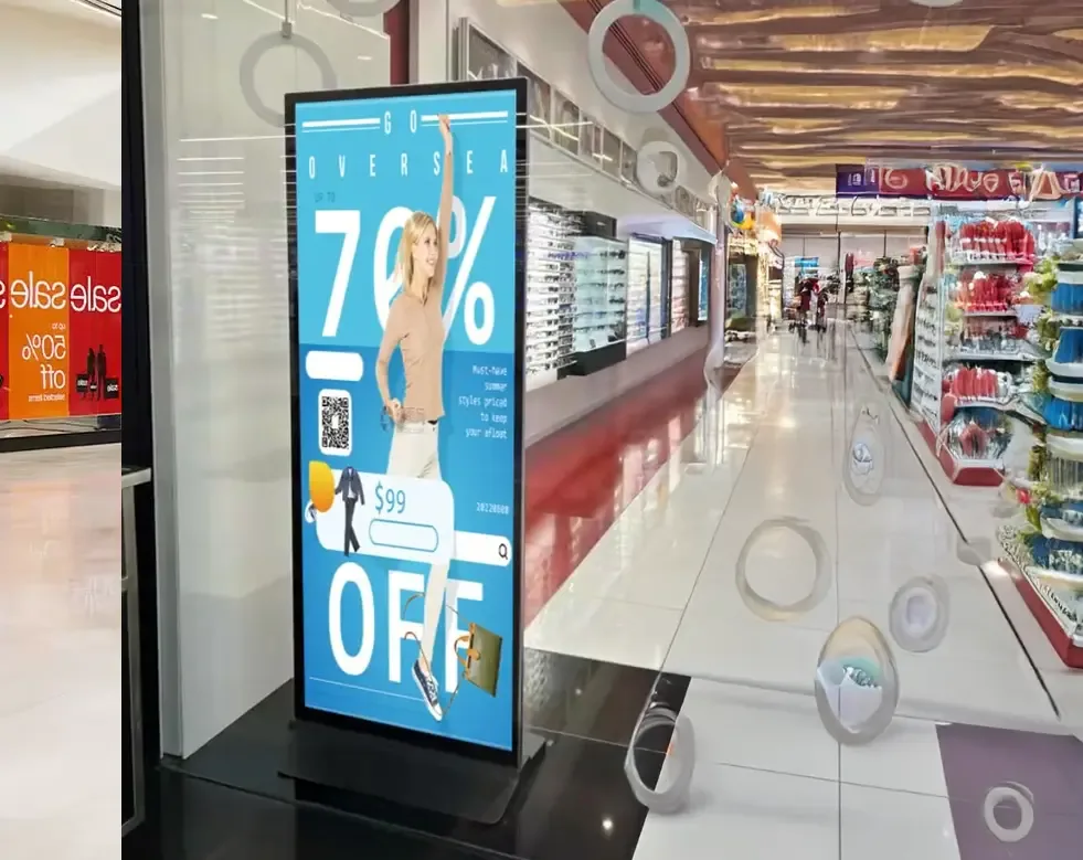 Quiosco promocional en el pasillo de una tienda